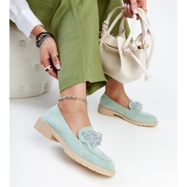 Mocasines de ante verde claro con cristales Zemzem 1