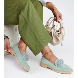 Mocasines de ante verde claro con cristales Zemzem 2