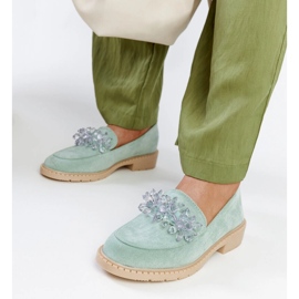Mocasines de ante verde claro con cristales Zemzem 3
