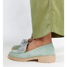 Mocasines de ante verde claro con cristales Zemzem 5