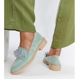 Mocasines de ante verde claro con cristales Zemzem 6