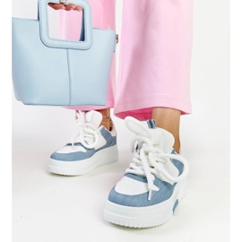 Deportivas plataforma blancas y azules blanco 2