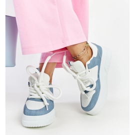 Deportivas plataforma blancas y azules blanco 3
