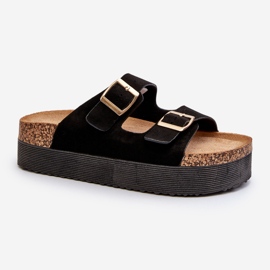 Chanclas de Mujer con Plataforma y Hebillas Negro Lolpey 1