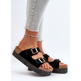 Chanclas de Mujer con Plataforma y Hebillas Negro Lolpey 2