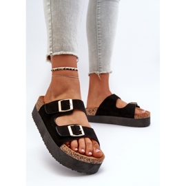 Chanclas de Mujer con Plataforma y Hebillas Negro Lolpey 3