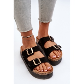Chanclas de Mujer con Plataforma y Hebillas Negro Lolpey 5