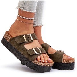 Chanclas Mujer Plataforma Hebillas Verde Lolpey 8