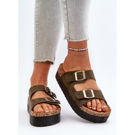 Chanclas Mujer Plataforma Hebillas Verde Lolpey 6