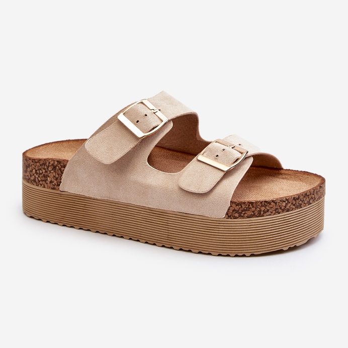 Chanclas Mujer Plataforma Hebillas Beige Lolpey 1