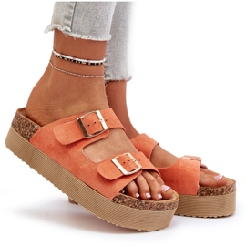 Chanclas Mujer Plataforma Hebillas Naranja Lolpey 9