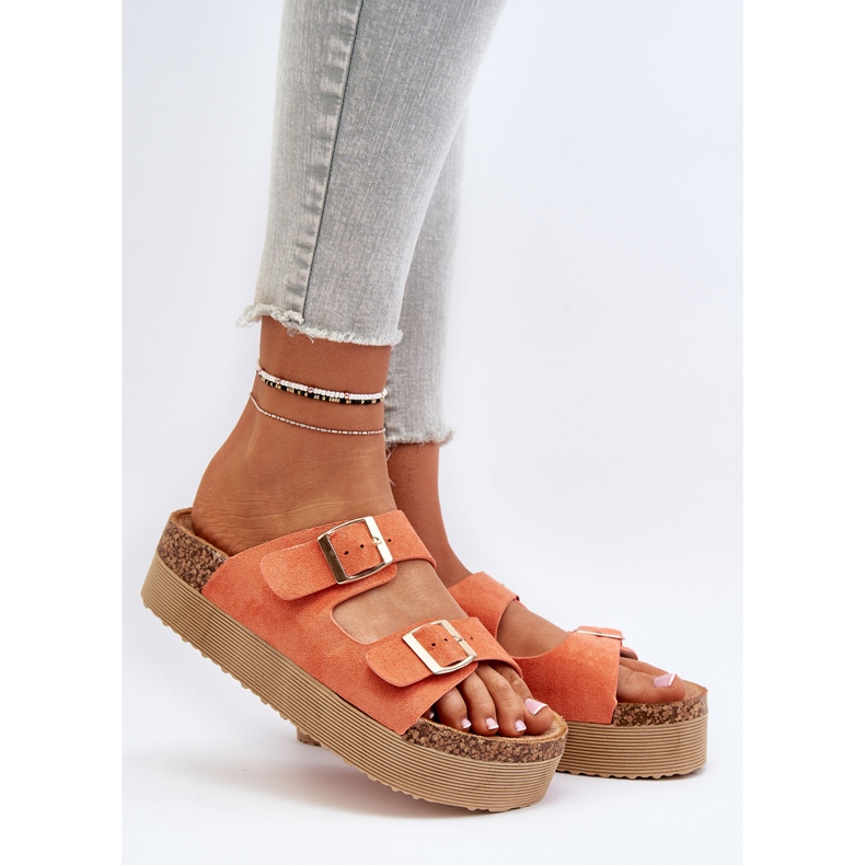 Chanclas Mujer Plataforma Hebillas Naranja Lolpey 2 Chanclas Mujer Plataforma Hebillas Naranja Lolpey 2