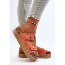 Chanclas Mujer Plataforma Hebillas Naranja Lolpey 6