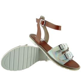 Sandalias holograma rayas 2015L-139-3W Plata marrón gris 3