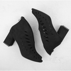 Botas de mujer de ante calado con puntera abierta, negro Potocki LE20318 3