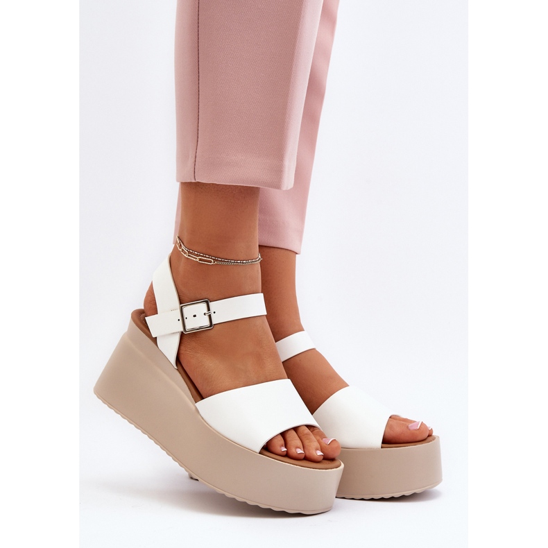 Sandalias Cuña Mujer Blanco Geferia 1 Sandalias Cuña Mujer Blanco Geferia 1