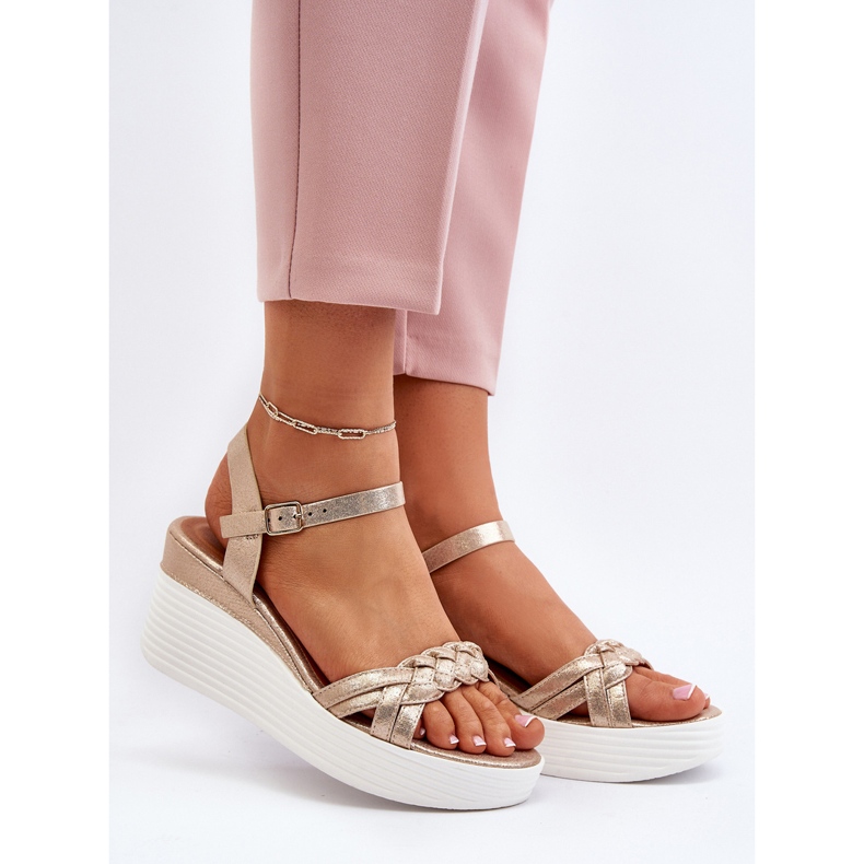 Sandalias de cuña doradas Esinna dorado 2