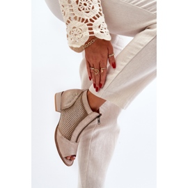 Botas de mujer de piel con tacón plano y puntera abierta Maciejka 06413-25 Dorado beige 6
