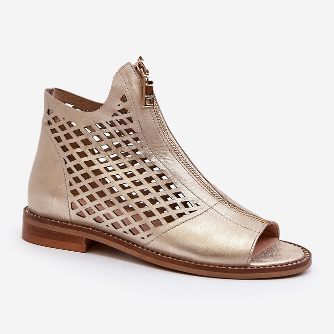 Zazoo 977/L Sandalias Piel Calada Con Cremallera, Dorado 2