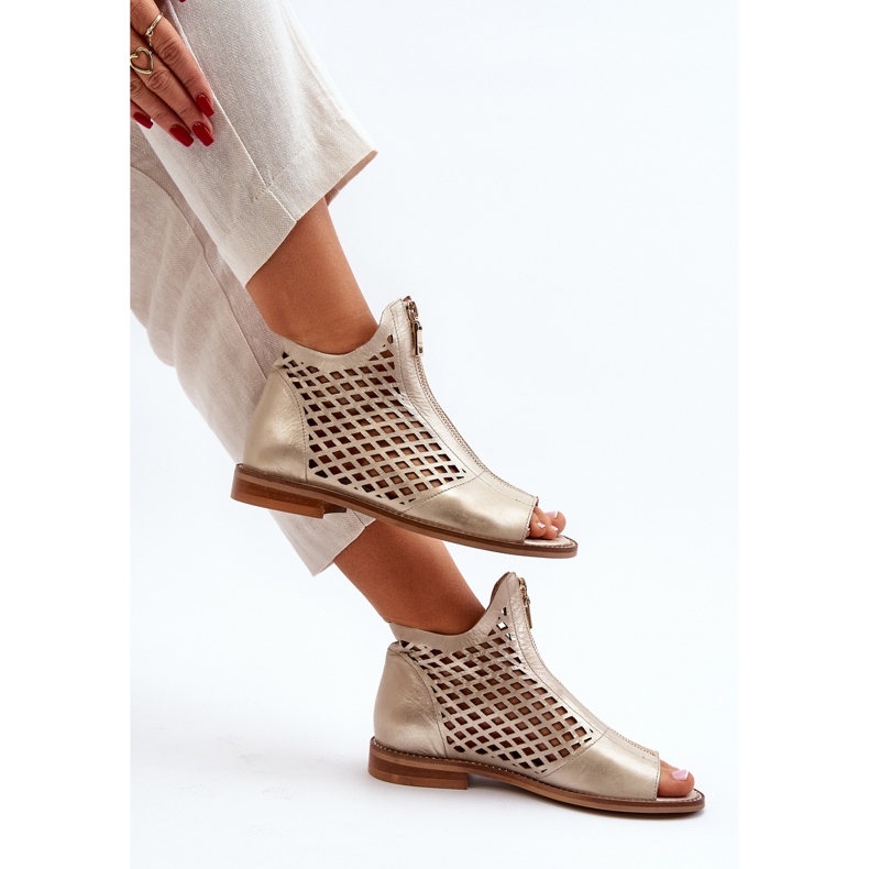 Zazoo 977/L Sandalias Piel Calada Con Cremallera, Dorado 1