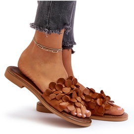 Zazoo 40381 Chanclas Mujer de Piel con Tacón Plano Marrón 10