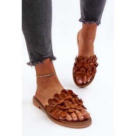 Zazoo 40381 Chanclas Mujer de Piel con Tacón Plano Marrón 5