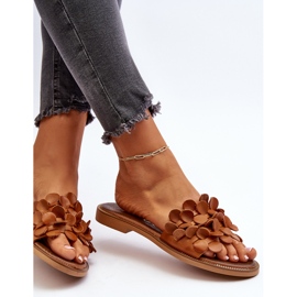 Zazoo 40381 Chanclas Mujer de Piel con Tacón Plano Marrón 9