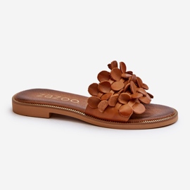 Zazoo 40381 Chanclas Mujer de Piel con Tacón Plano Marrón 2