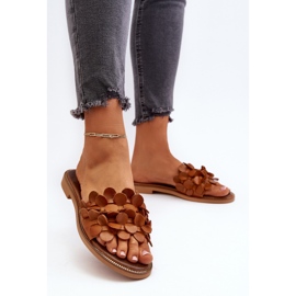 Zazoo 40381 Chanclas Mujer de Piel con Tacón Plano Marrón 4