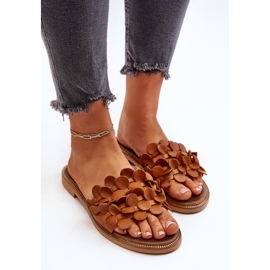 Zazoo 40381 Chanclas Mujer de Piel con Tacón Plano Marrón 6