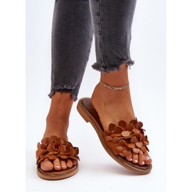 Zazoo 40381 Chanclas Mujer de Piel con Tacón Plano Marrón 7
