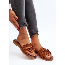 Zazoo 40381 Chanclas Mujer de Piel con Tacón Plano Marrón 8