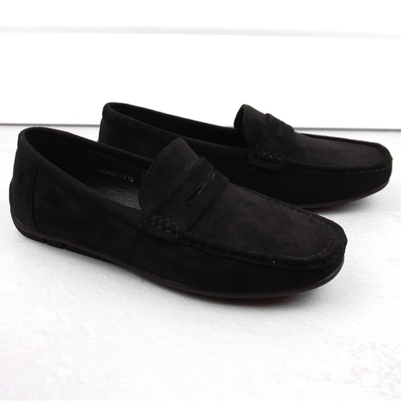 News Zapatos de ante, mocasines sin cordones para hombre, negro Unisoft 7710 2