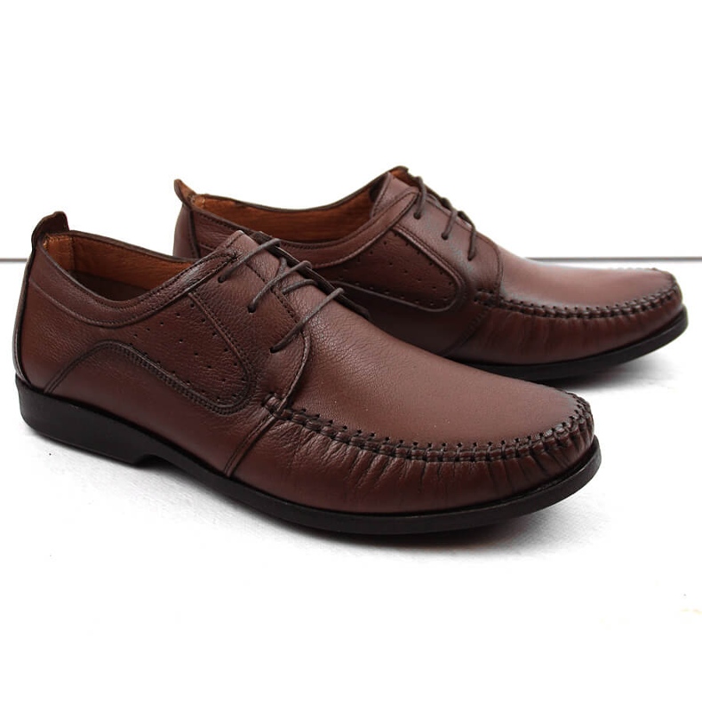 Zapatos de piel para hombre, mocasines con cordones, marrón, T.Sokolski W21-900 1