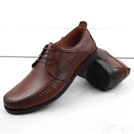 Zapatos de piel para hombre, mocasines con cordones, marrón, T.Sokolski W21-900 3