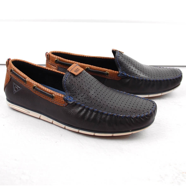 Zapatos de piel para hombre, mocasines slip-on, azul marino Bugatti NN153339 1 Zapatos de piel para hombre, mocasines slip-on, azul marino Bugatti NN153339 1