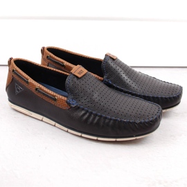 Zapatos de piel para hombre, mocasines slip-on, azul marino Bugatti NN153339 2