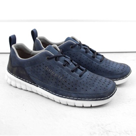 Deportivas cómodas caladas para hombre, azul oscuro Bugatti NN153319 2