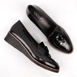 Zapatos cuña mujer charol negro, Vinceza 58266 4