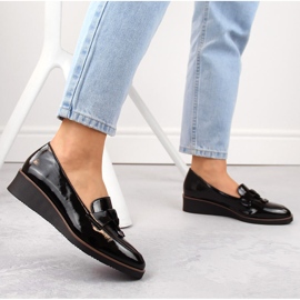 Zapatos cuña mujer charol negro, Vinceza 58266 5