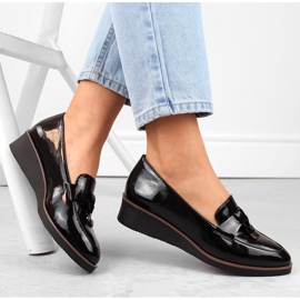 Zapatos cuña mujer charol negro, Vinceza 58266 7