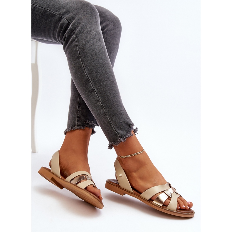 Zazoo 40382 Sandalias Mujer Piel, Beige 1