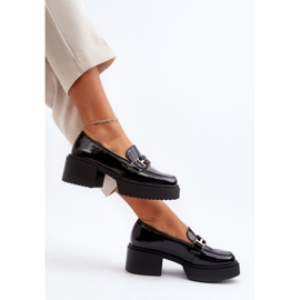 Vinceza Mocasines de mujer de charol con tacones enormes, negro Ridulvi 9