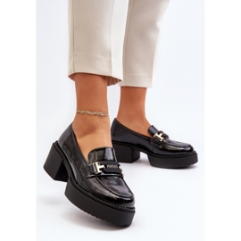 Vinceza Mocasines de mujer de charol con tacones enormes, negro Ridulvi 4