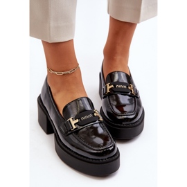 Vinceza Mocasines de mujer de charol con tacones enormes, negro Ridulvi 8