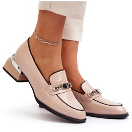 Vinceza Zapatos Mujer Charol Tacón Bajo Beige Albreide 8