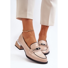 Vinceza Zapatos Mujer Charol Tacón Bajo Beige Albreide 3