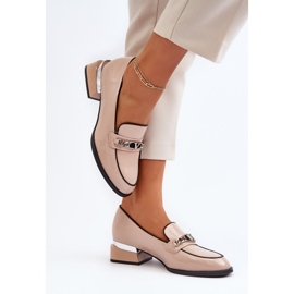 Vinceza Zapatos Mujer Charol Tacón Bajo Beige Albreide 5