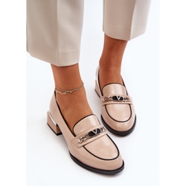 Vinceza Zapatos Mujer Charol Tacón Bajo Beige Albreide 6