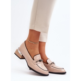 Vinceza Zapatos Mujer Charol Tacón Bajo Beige Albreide 2